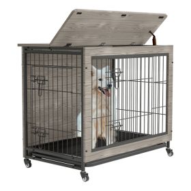 38 Inch Heavy-Duty Gray Dog Crate Furniture