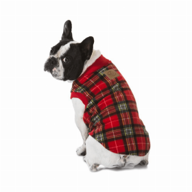 Blue/Red Tartan Fleece Dog Pyjamas (Color: Red, size: 30)