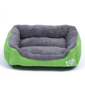 Pet Cushion Mat Square Four Seasons Universal Winter Fleece-lined Warm Dogs And Cats (Option: Green-S)