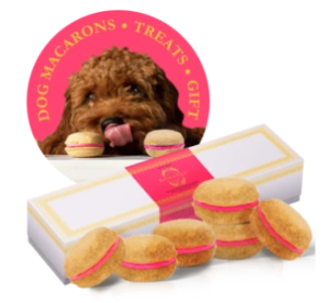 Dog Macarons - Box of 6 (Available in 12 Flavors) (Base Recipe: Oat Flour, Honey, Coconut Oil. All-Natural Rose Yogurt Filling)