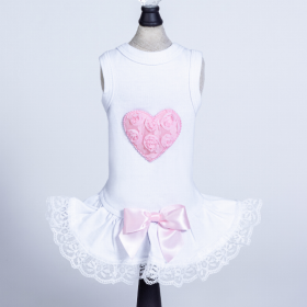 Laced Puff Heart Dress (Color: pink, size: XS)