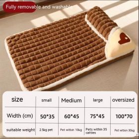 Detachable And Washable Winter Warm Dog Mat For Sleeping (Option: Brown-50x35CM)