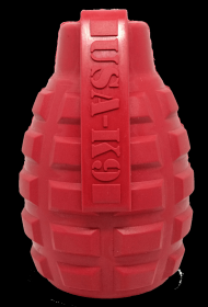 USA-K9 Grenade Durable Rubber Chew Toy & Treat Dispenser (Color: Red, size: large)