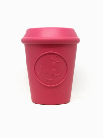 Coffee Cup Durable Rubber Chew Toy and Treat Dispenser (Color: pink, size: large)