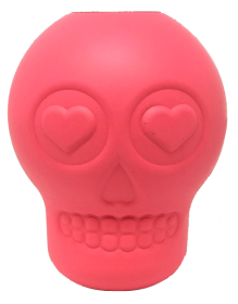 MKB Sugar Skull Durable Rubber Chew Toy & Treat Dispenser (Color: pink, size: large)