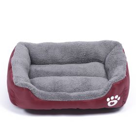 Pet Cushion Mat Square Four Seasons Universal Winter Fleece-lined Warm Dogs And Cats (Option: Wine Red-S)