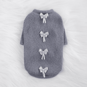 Dainty Bow Sweater (Color: Pewter, size: XXS)