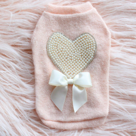 Pearl Heart Sweater (Color: Peach, size: XS)