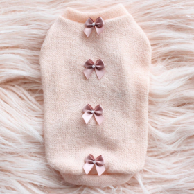 Dainty Bow Sweater (Color: Peach, size: large)