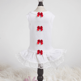 Sweetheart Dress (Color: White/Red, size: large)