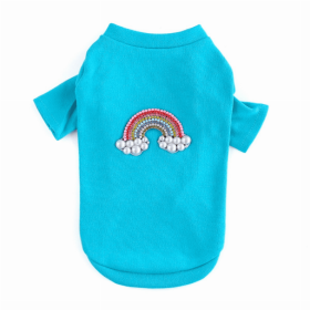 Rainbow Tee (Color: Aqua, size: large)