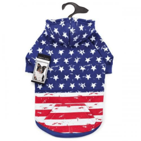 ZZ Distressed American Flag Hoodie (Color: Red White Blue, size: Xsmall)