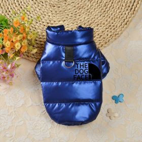 Pet Dog Down Cotton Vest Thick Warm (Option: Blue Black Small Icon-XS)