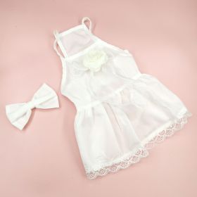 Spring And Summer Dog Clothes Cat Clothing Pet Cotton Floral Slip Dress Mesh Skirt Dress (Option: Classic Style White Dress-XS)