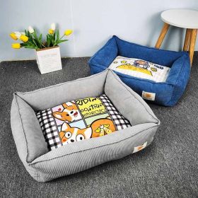 Fabric Craft Printing Square Warm Pet Bed (Option: Gray-40X50cm)