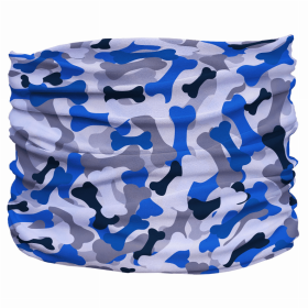 Bone Camo Pup Scruff (Color: Blue,Grey, size: XL)