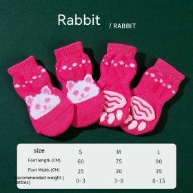 High Quality Non-slip Sole Socks Teddy Corgi Cat Supplies 4 Pack (Option: Pink Rabbit-S)