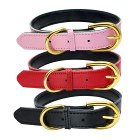 Genuine Leather Dog Collar; Wide Dog Collar; Soft Padded Breathable Adjustable Tactical Waterproof Pet Collar (Specification (L * W): L 51*2.5cm, colour: yellow)