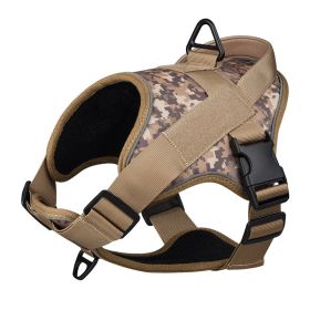 Dog Harness; large dog training tactical chest strap; K9 pet chest strap; vest type reflective dog rope; explosion-proof impulse traction (Specification (L * W): M, colour: black)