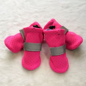 Pet Dog Breathable Wear-resistant And Non-slip Soft Sole Shoes (Option: Fluorescent Pink-NO3)