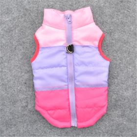 New Dog Clothes Winter Thickened Dog Cotton-padded Jacket Waistcoat Vest Down Silk Cotton Traction Buckle (Option: Rose Red-XS)