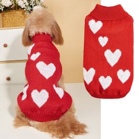 Pet Clothes Valentine's Day New Year Love Dog Knitted Sweater (Option: Red-XL)