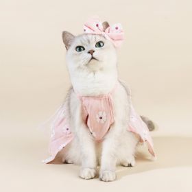 Spring And Summer Dog Clothes Cat Clothing Pet Cotton Floral Slip Dress Mesh Skirt Dress (Option: Pink Flowers Sling-S)