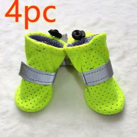 Pet Dog Breathable Wear-resistant And Non-slip Soft Sole Shoes (Option: Fluorescent Green-NO4)