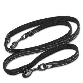 Pet Dog Multi-functional Hand Holding Rope Double-headed Outdoor Chain Crossbody Polyester Reflective (Option: Black-M)