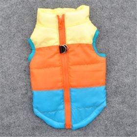 New Dog Clothes Winter Thickened Dog Cotton-padded Jacket Waistcoat Vest Down Silk Cotton Traction Buckle (Option: Blue-S)