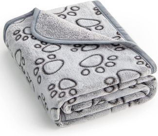 Pet Blanket Flannel Cut Flower Footprints (Option: Gray Edging-S)