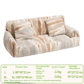 Kennel All Removable And Washable Plush Four Seasons Universal (Option: Beige Brown-XL)