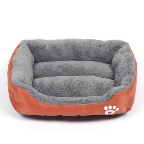 Pet Cushion Mat Square Four Seasons Universal Winter Fleece-lined Warm Dogs And Cats (Option: Orange-L)