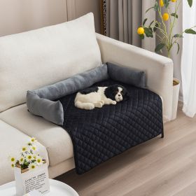 Plush With Pillow Pet Sofa Cushion Bed Pad (Option: Pet Pad Gray And Black-75x75cm)