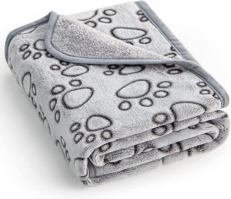 Pet Blanket Flannel Cut Flower Footprints (Option: Gray Edging-M)